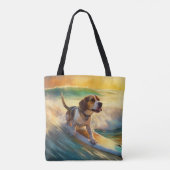 Beagle strand surfen schilderij tote bag (Achterkant)
