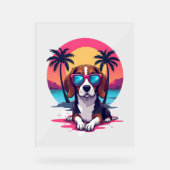 Beagle Sunset Achtergrond Shirt, Beagle Moeder, Be Acryl Bord (Voorkant)