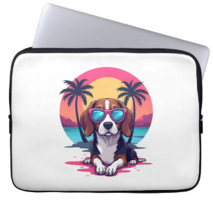 Beagle Sunset Achtergrond Shirt, Beagle Moeder, Be Laptop Sleeve