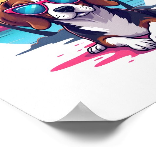 Beagle Sunset Achtergrond Shirt, Beagle Moeder, Be Poster (Hoek)