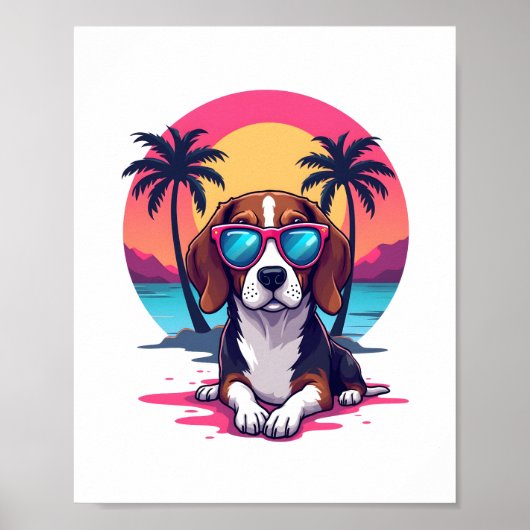 Beagle Sunset Achtergrond Shirt, Beagle Moeder, Be Poster (Voorkant)