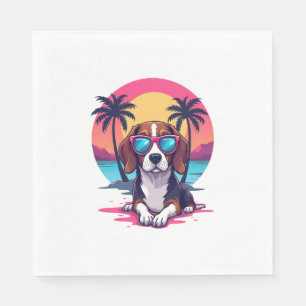Beagle Sunset Achtergrond Shirt, Beagle Moeder, Be Servet