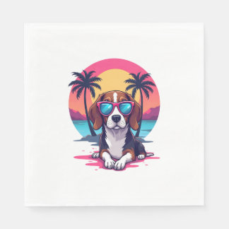 Beagle Sunset Achtergrond Shirt, Beagle Moeder, Be Servet