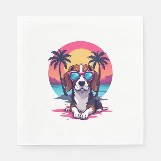 Beagle Sunset Achtergrond Shirt, Beagle Moeder, Be Servet (Voorkant)