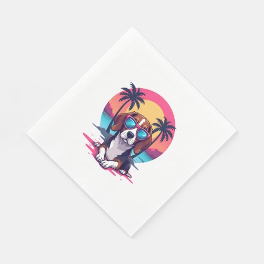 Beagle Sunset Achtergrond Shirt, Beagle Moeder, Be Servet (Hoek)