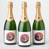 Beagle Sunset Achtergrond Shirt, Beagle Moeder, Be Sparkling Wijnetiket (Flessen)