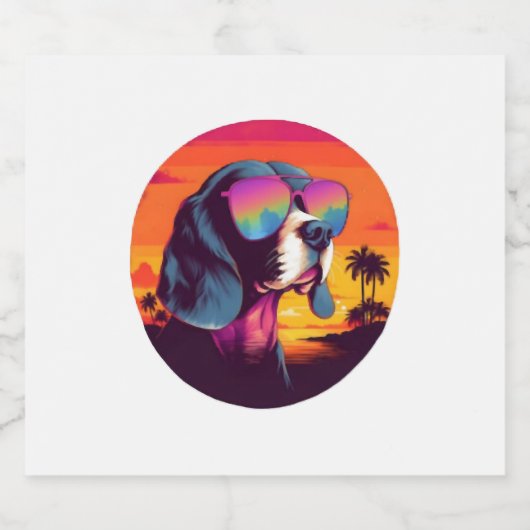 Beagle Sunset Achtergrond Shirt, Beagle Moeder, Be Sparkling Wijnetiket (Enkel label)