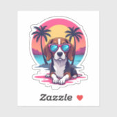 Beagle Sunset Achtergrond Shirt, Beagle Moeder, Be Sticker (Vel)