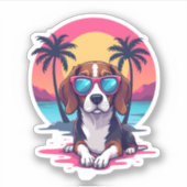 Beagle Sunset Achtergrond Shirt, Beagle Moeder, Be Sticker (Voorkant)
