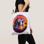 Beagle Sunset Achtergrond Shirt, Beagle Moeder, Be Tote Bag (Dichtbij)