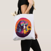 Beagle Sunset Achtergrond Shirt, Beagle Moeder, Be Tote Bag (Dichtbij)