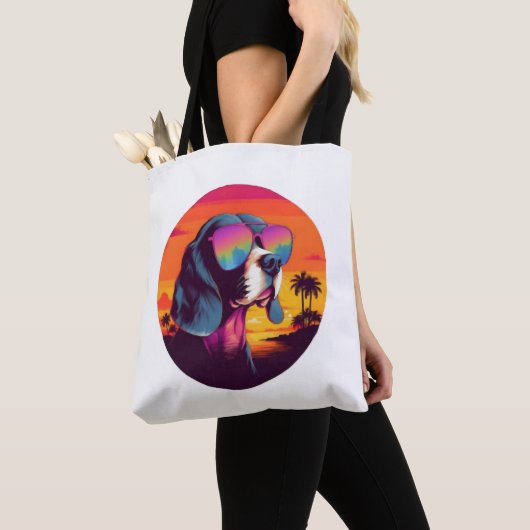 Beagle Sunset Achtergrond Shirt, Beagle Moeder, Be Tote Bag (Dichtbij)