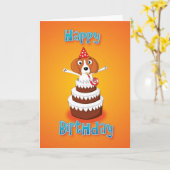 Beagle - Taart - Gelukkige Verjaardag Kaart (Gele Bloem)