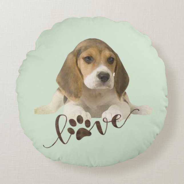 Beagle Tapestry Faux Canvas Afdrukken Acryldruk Tr Rond Kussen (Voorkant)