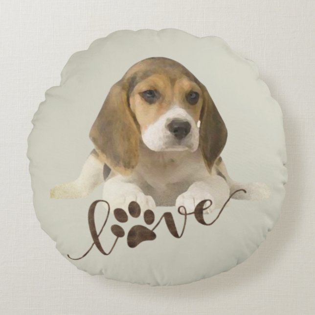 Beagle Tapestry Faux Canvas Afdrukken Acryldruk Tr Rond Kussen (Voorkant)