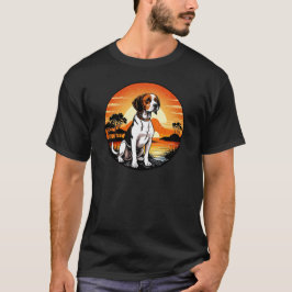 Beagle Tegen een Vintage Zonsondergang Retro T-shirt