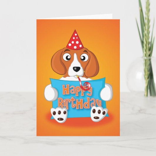 Beagle - Teken - Happy Birthday Kaart (Voorkant)