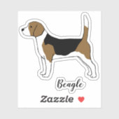 Beagle tekening | Schattigee Pet Dog Vinyl Sticker (Vel)