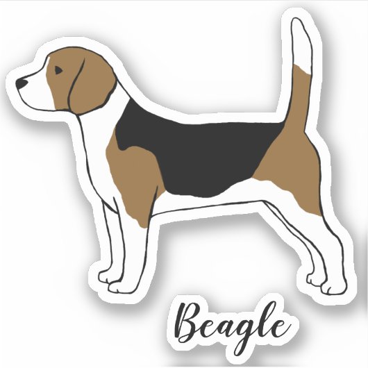 Beagle tekening | Schattigee Pet Dog Vinyl Sticker (Voorkant)
