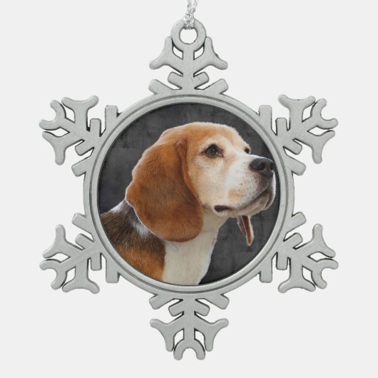 Beagle Tin Sneeuwvlok Ornament (Voorkant)