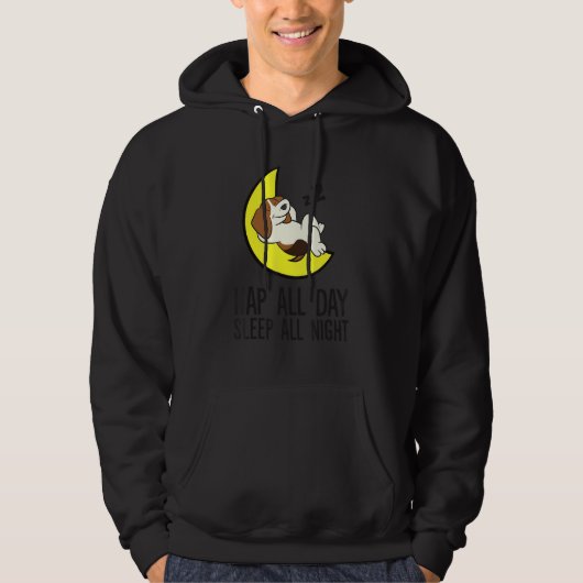 Beagle Tired Nap All Day Sleep All Night Cute Beag Hoodie (Voorkant)