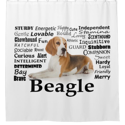 Beagle Traits Shower Curtain Douchegordijn (Voorkant)
