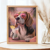 Beagle Tropical Summer Vibes Pet Portrait Muurkunst Sets
