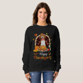 Beagle Turkey Costume Wine Pie Pumpkin Happy Dank Trui (Voorkant volledig)
