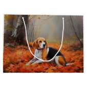 Beagle tussen herfstbladeren inspireert groot cadeauzakje (Achterkant)