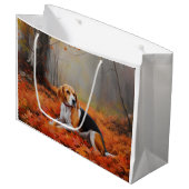 Beagle tussen herfstbladeren inspireert groot cadeauzakje (Voorkant Gekanteld)