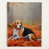 Beagle tussen vallende herfstbladeren inspireert planner (Voorkant)