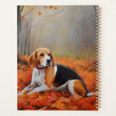 Beagle tussen vallende herfstbladeren inspireert planner (Achterkant)