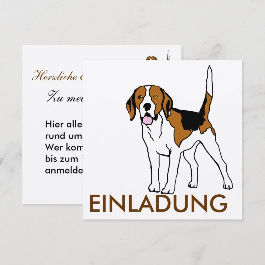 Beagle UITNODIGING (Voorkant / Achterkant)