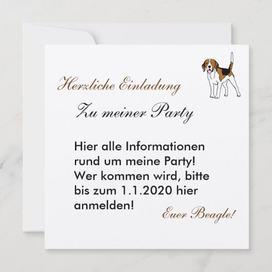 Beagle UITNODIGING (Achterkant)
