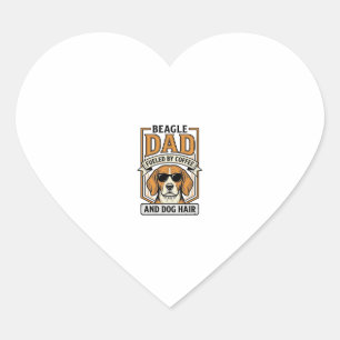 Beagle Vader Aangedreven door Koffie en Hondenhaar Hart Sticker