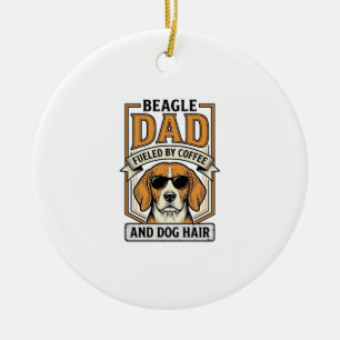 Beagle Vader Aangedreven door Koffie en Hondenhaar Keramisch Ornament