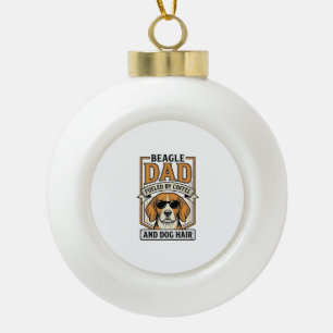 Beagle Vader Aangedreven door Koffie en Hondenhaar Keramische Bal Ornament