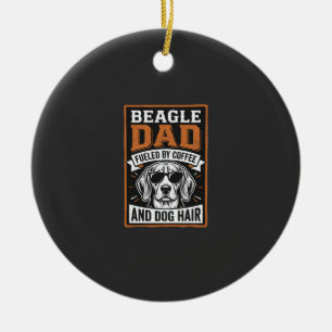 Beagle Vader Gedreven door Koffie en Hondshaar Keramisch Ornament