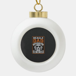 Beagle Vader Gedreven door Koffie en Hondshaar Keramische Bal Ornament