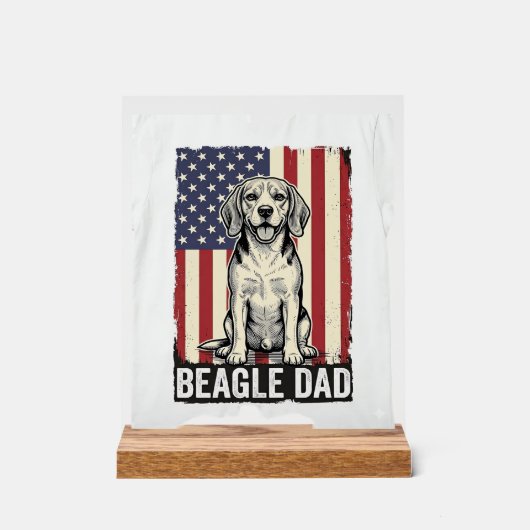 Beagle Vader Patriottisch Vintage Hond Shirt Ontwe Acryl Bord (Voorkant)