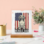 Beagle Vader Patriottisch Vintage Hond Shirt Ontwe Acryl Bord (Huwelijk)