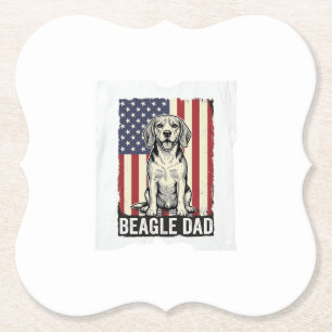 Beagle Vader Patriottisch Vintage Hond Shirt Ontwe Kartonnen Onderzetters