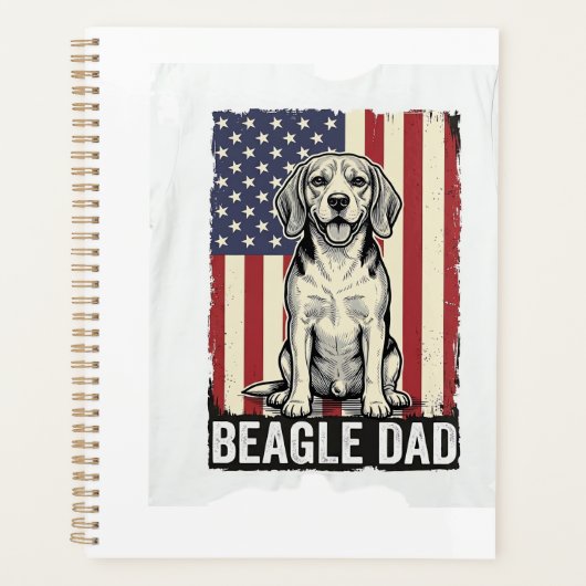 Beagle Vader Patriottisch Vintage Hond Shirt Ontwe Planner (Voorkant)
