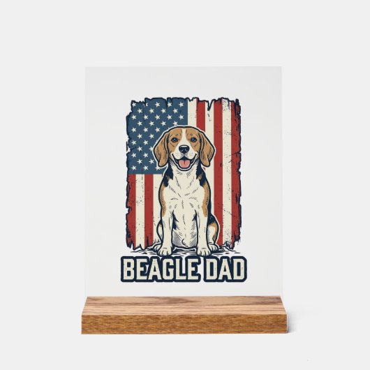 Beagle Vader Patriottische Vintage Gravure Hond De Acryl Bord (Voorkant)