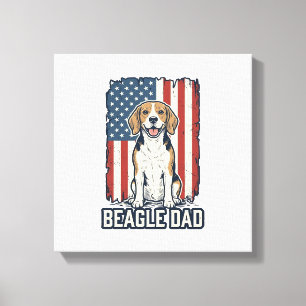 Beagle Vader Patriottische Vintage Gravure Hond De Canvas Afdruk