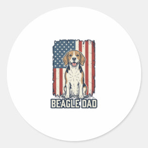 Beagle Vader Patriottische Vintage Gravure Hond De Ronde Sticker