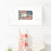 Beagle Vader Patriottische Vintage Gravure Hond De Spandoek (Insitu)