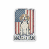 Beagle Vader Patriottische Vintage Gravure Hond De Sticker (Voorkant)