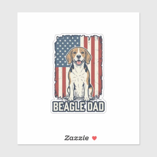 Beagle Vader Patriottische Vintage Gravure Hond De Sticker (Vel)