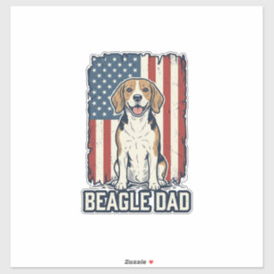 Beagle Vader Patriottische Vintage Gravure Hond De Sticker